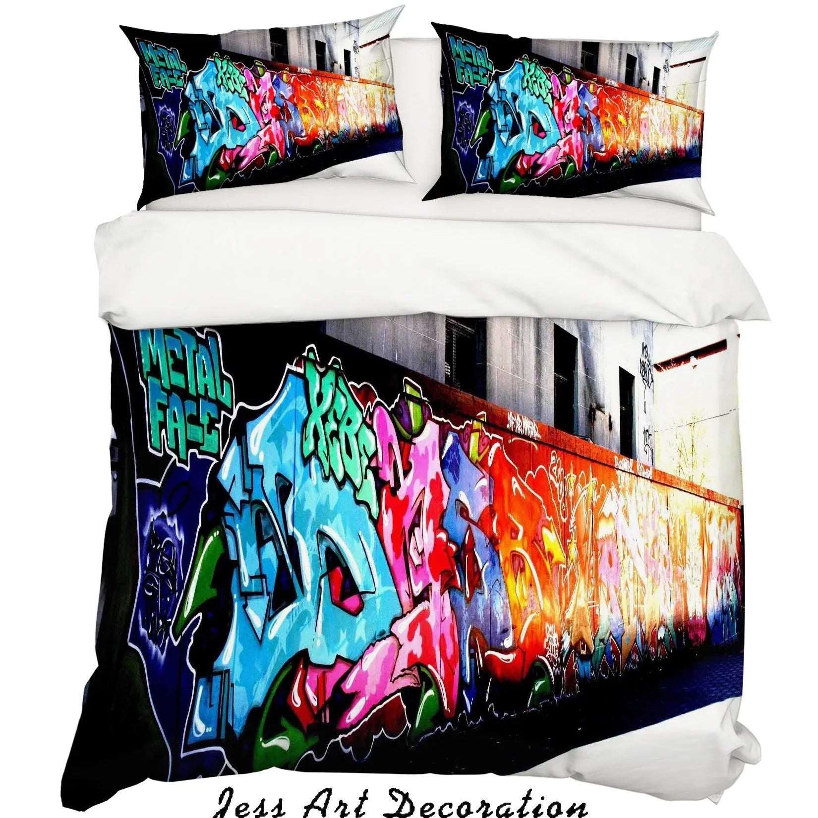 3D Graffiti Quilt Cover Set Bedding Set Pillowcases 40- Jess Art Decoration