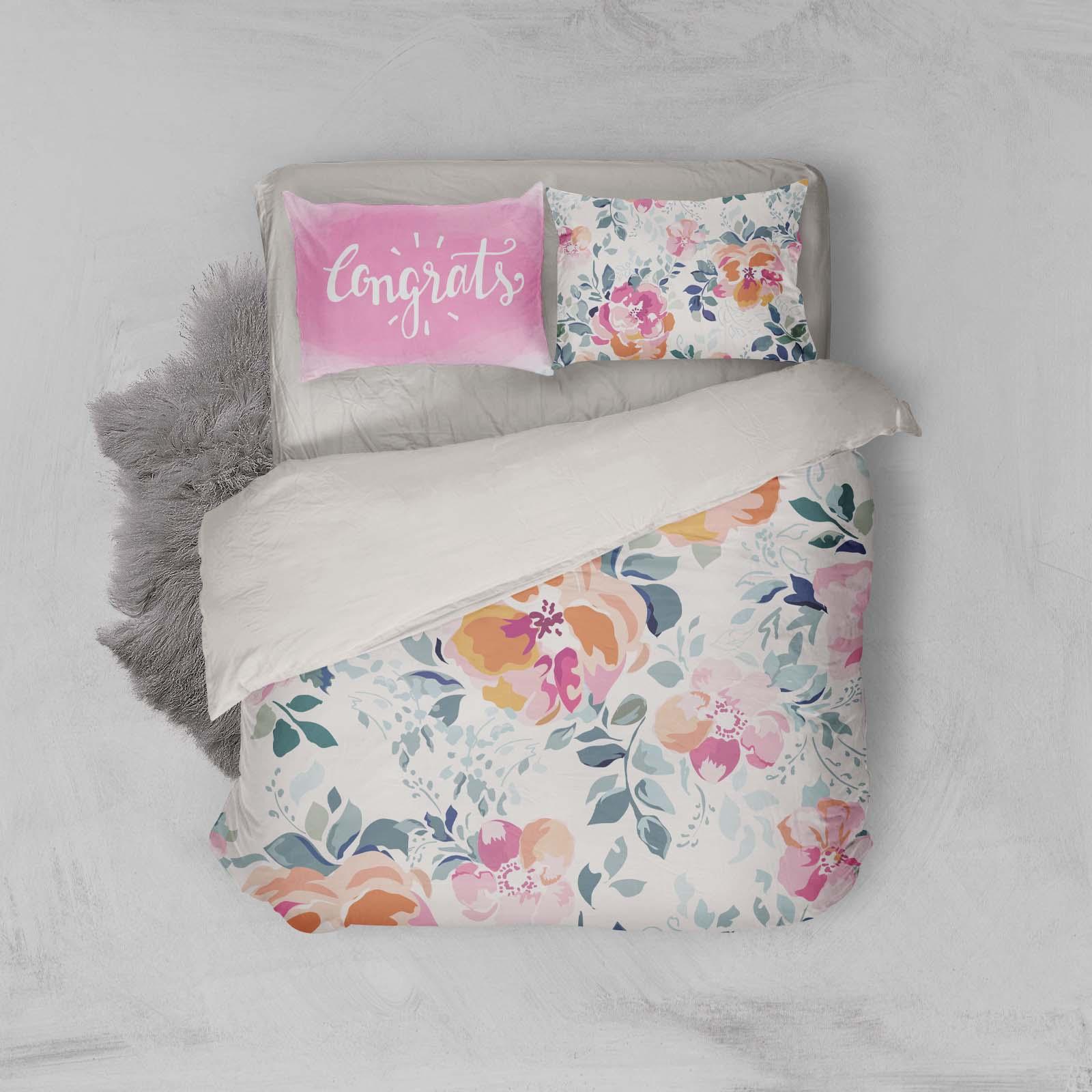3D Watercolor Floral Quilt Cover Set Bedding Set Pillowcases 38- Jess Art Decoration