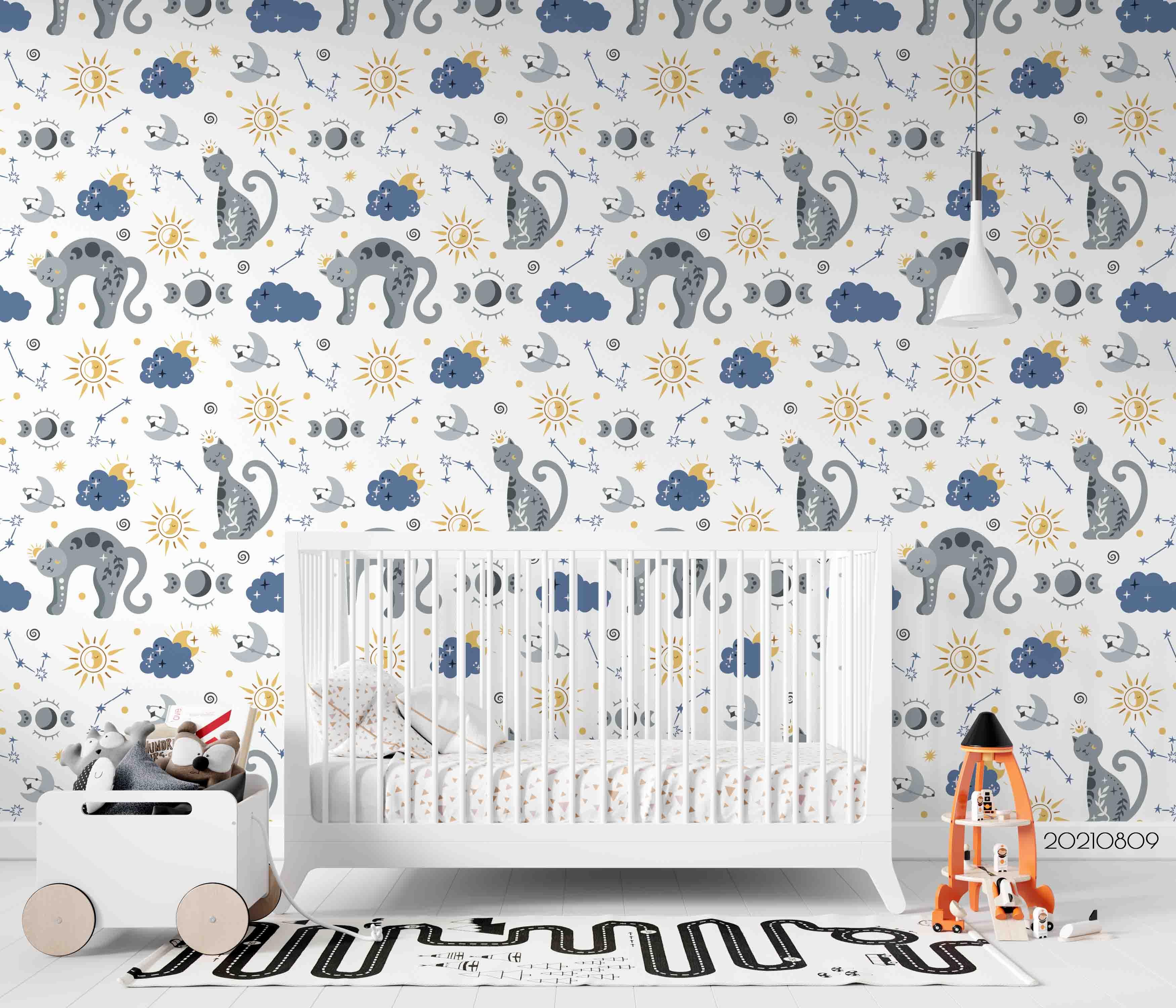 3D Boho Cat Pattern Seamless Wall Mural Wallpaper SWW4909- Jess Art Decoration