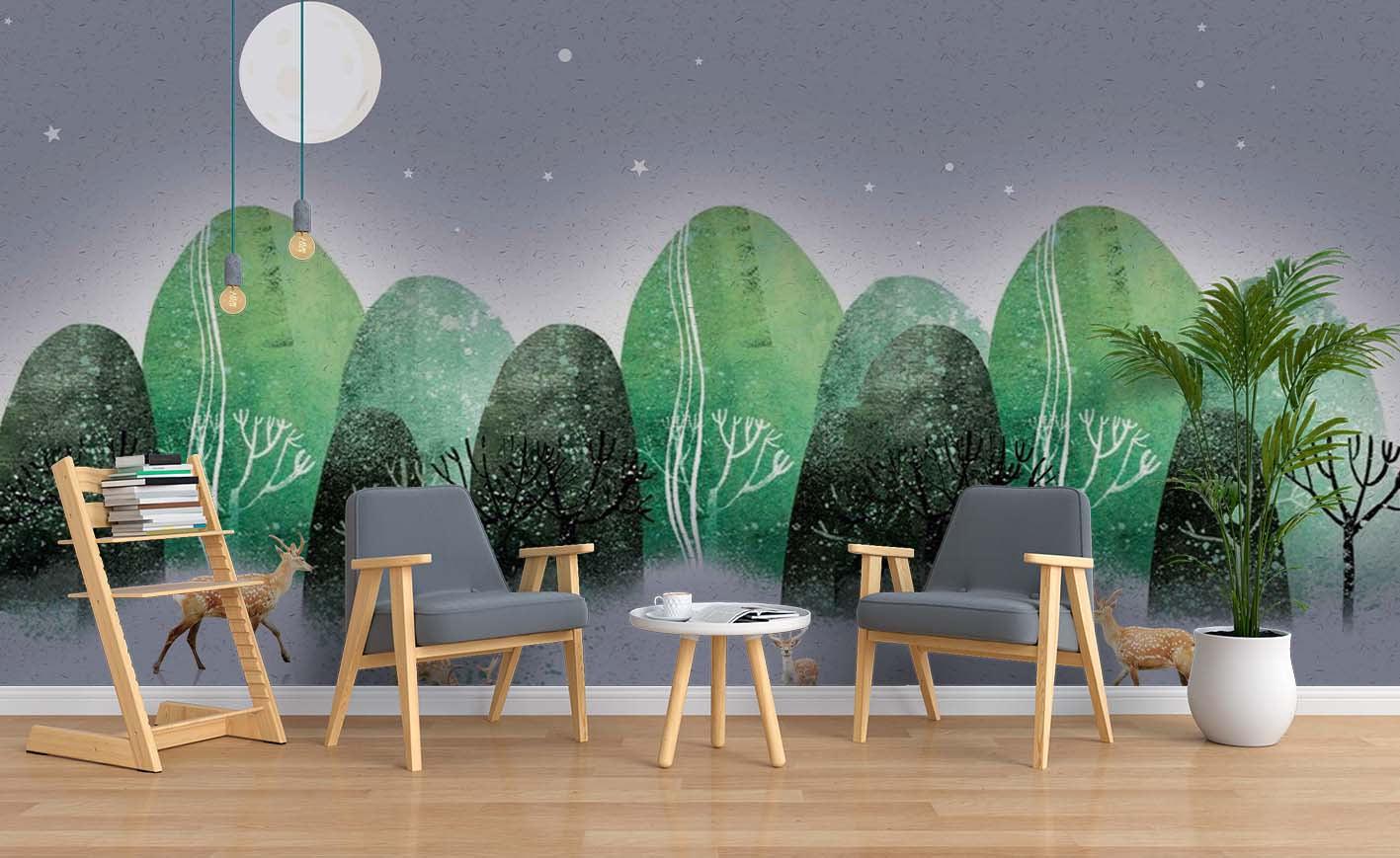 3D Abstract Green Forest Wall Mural Wallpaper 63- Jess Art Decoration