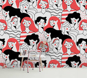 3D Cartoon Crowd Pink Wall Mural Wallpaper 84- Jess Art Decoration