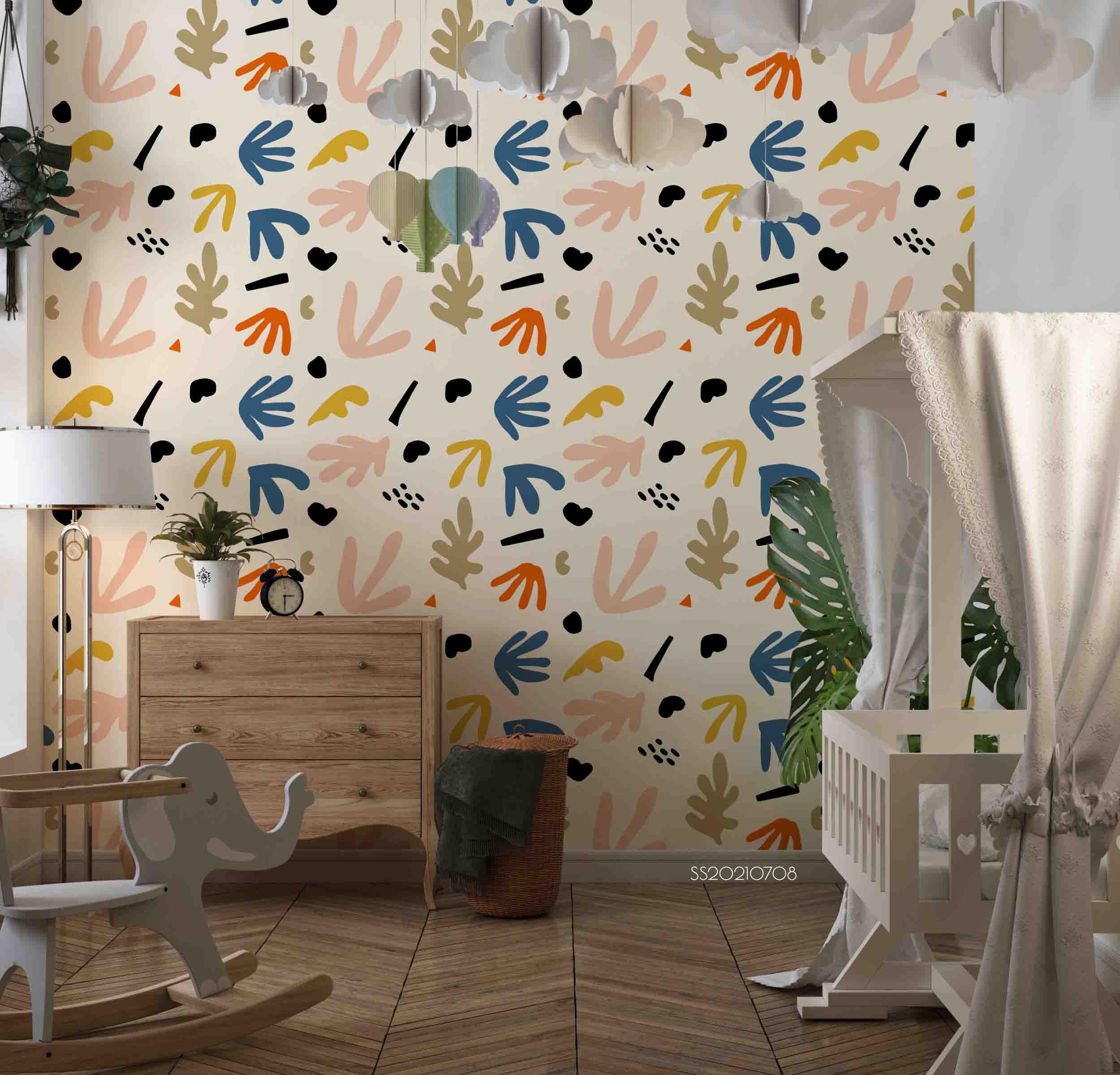 3D Hand Drawn Colored Leaves Wall Mural Wallpaper LQH 101- Jess Art Decoration