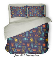 3D Simple Line-drawing Color Triangle Eye Sun Quilt Cover Set Bedding Set Pillowcases  45- Jess Art Decoration