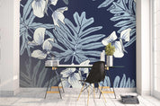 3D Blue Leaves Wall Mural Wallpaper 119- Jess Art Decoration