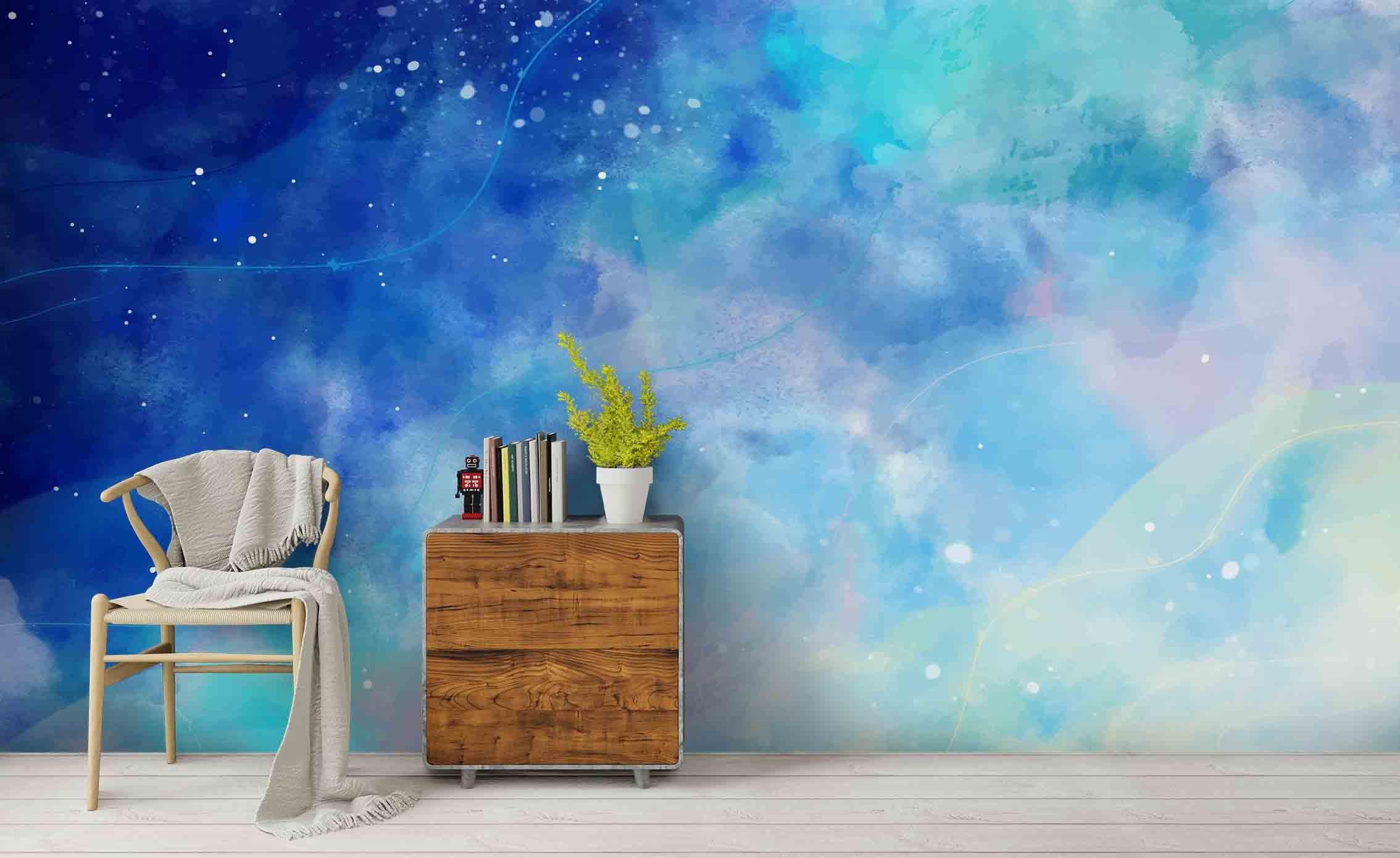 3D Blue Watercolor Wall Mural Wallpaper SF82- Jess Art Decoration