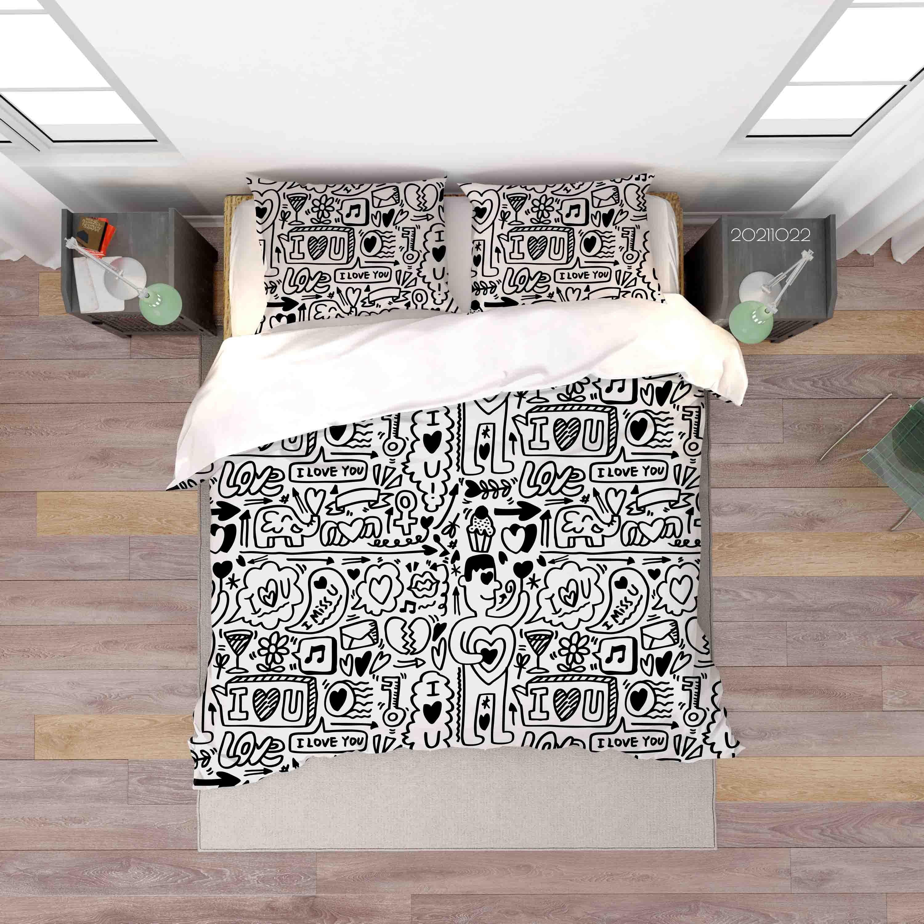 3D Abstract Art Graffiti Quilt Cover Set Bedding Set Duvet Cover Pillowcases 65- Jess Art Decoration