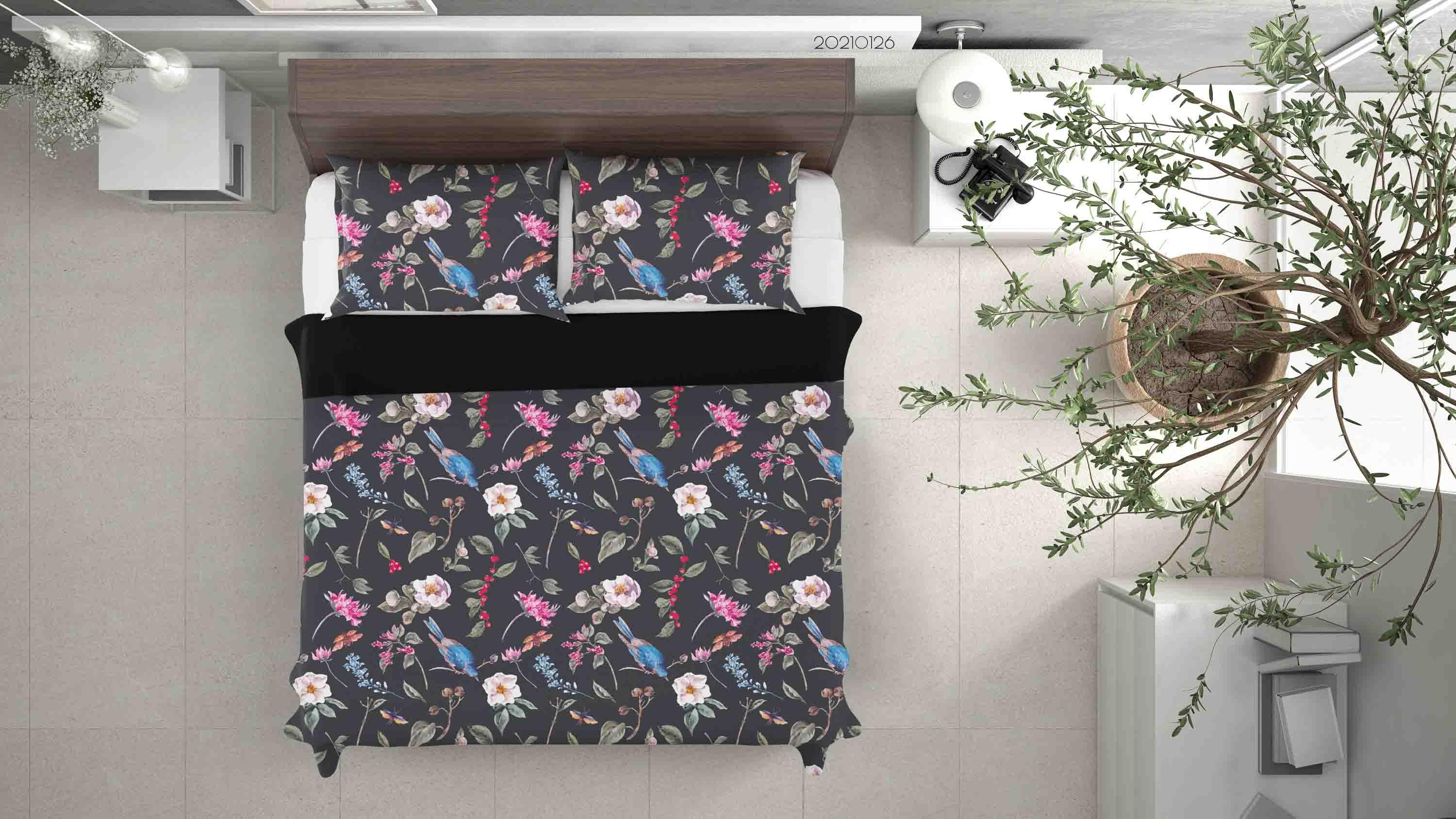 3D Hand Drawn Colorful Floral Quilt Cover Set Bedding Set Duvet Cover Pillowcases 49- Jess Art Decoration