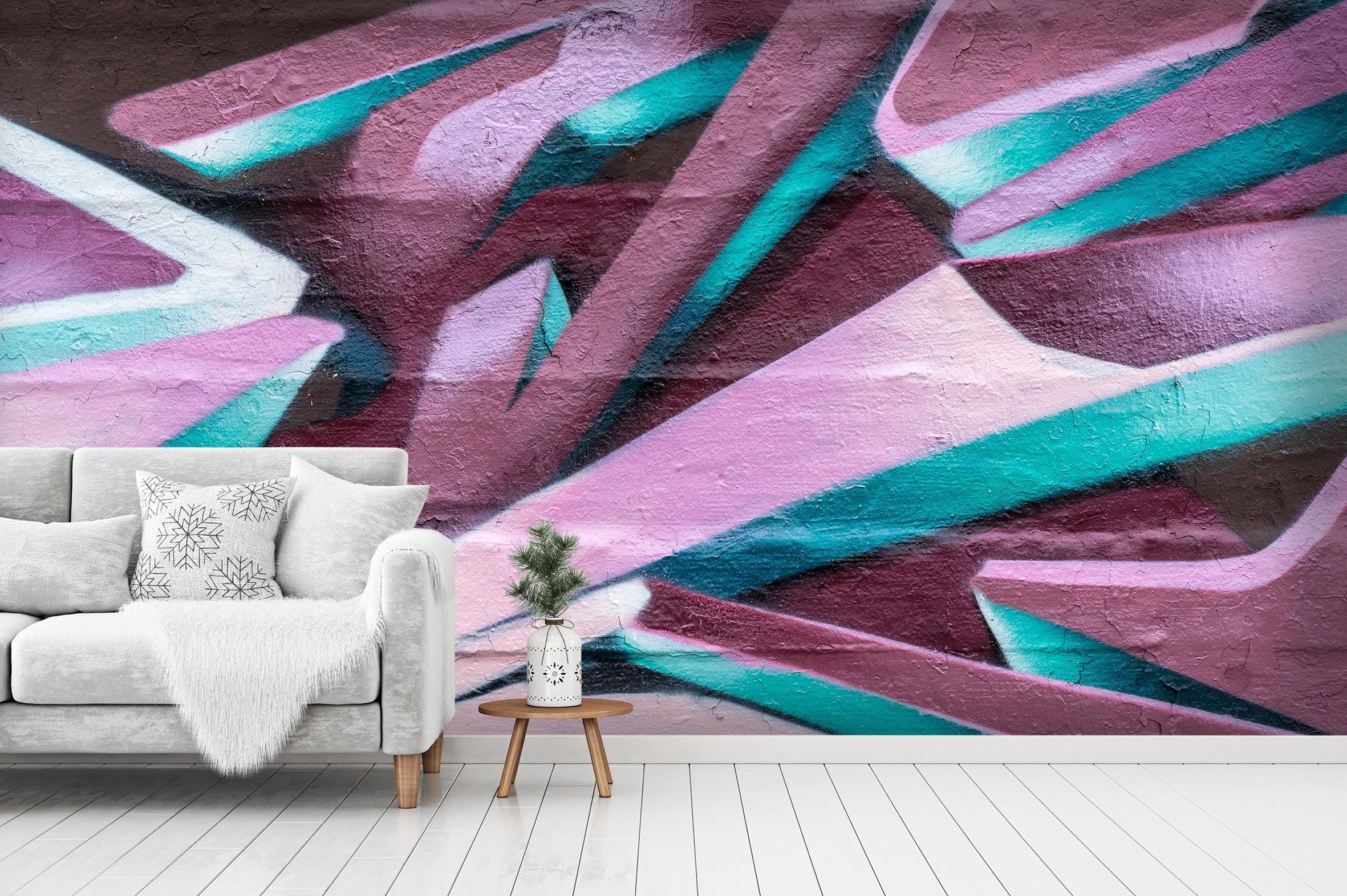 3D Abstract Purple Brick Graffiti Wall Mural Wallpaper 26- Jess Art Decoration
