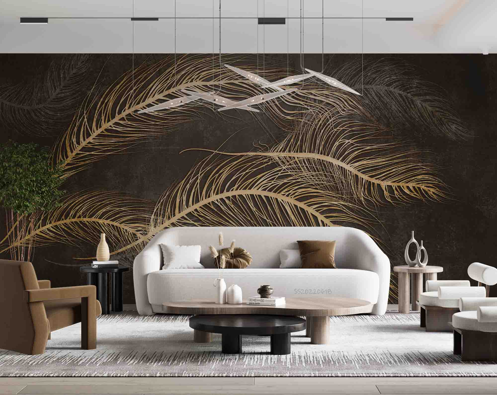 3D Vintage Feather Pattern Wall Mural Wallpaper GD 818- Jess Art Decoration