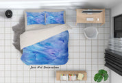3D Blue Watercolor Quilt Cover Set Bedding Set Pillowcases 47- Jess Art Decoration