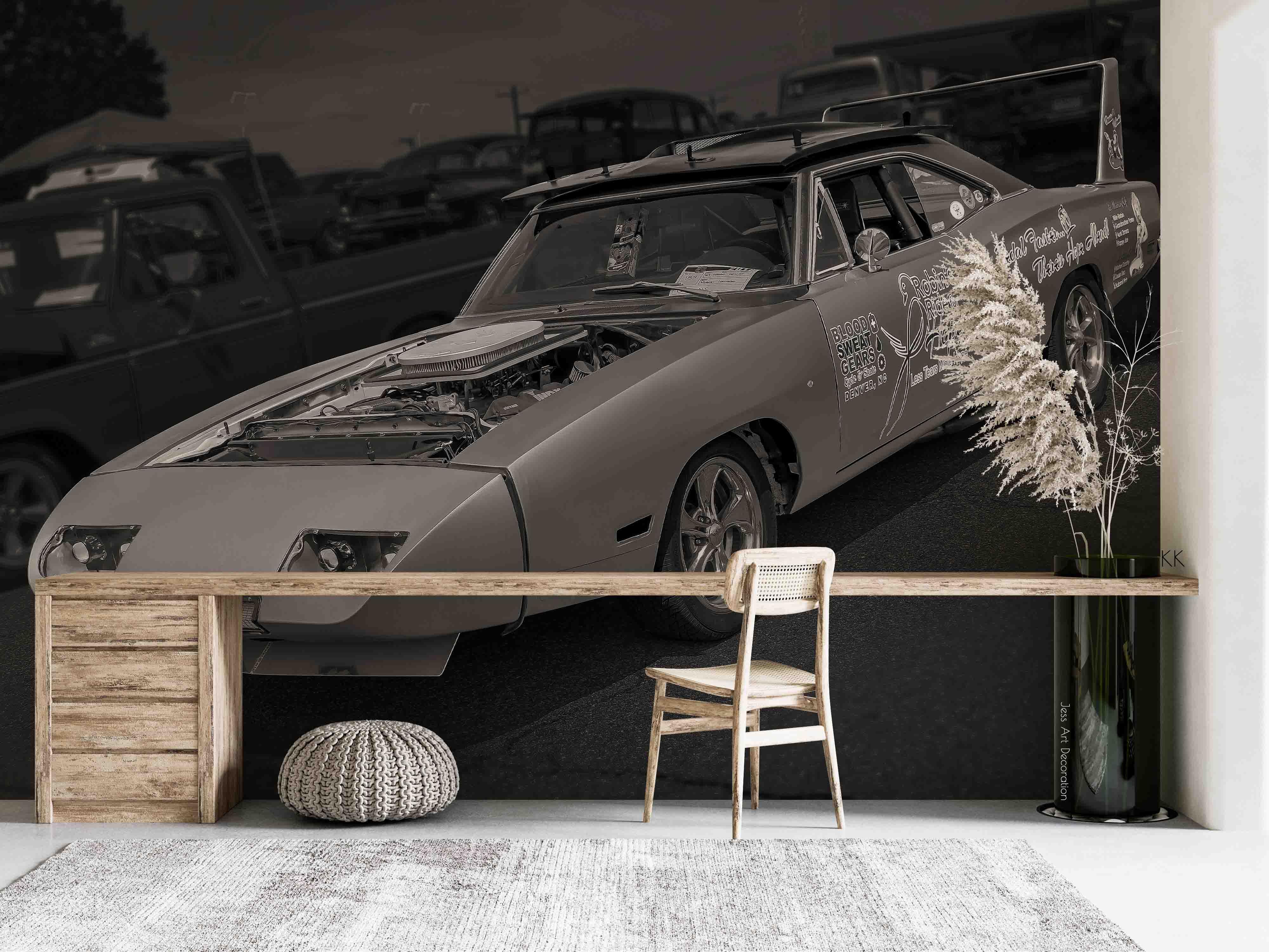 3D American Dodge Car Engine Wall Mural Wallpaper GD 3223- Jess Art Decoration
