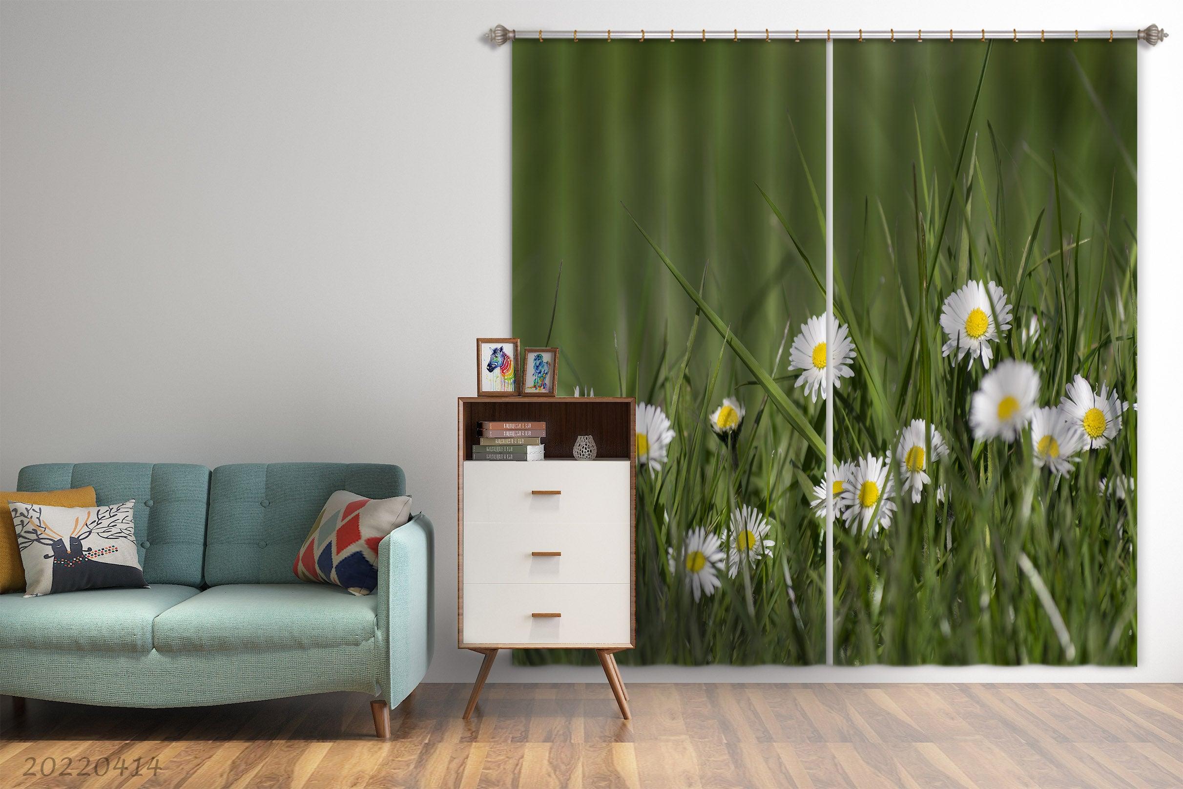 3D Landscape Nature Grass Outdoor Plant Flowers Curtains and Drapes GD 4128- Jess Art Decoration