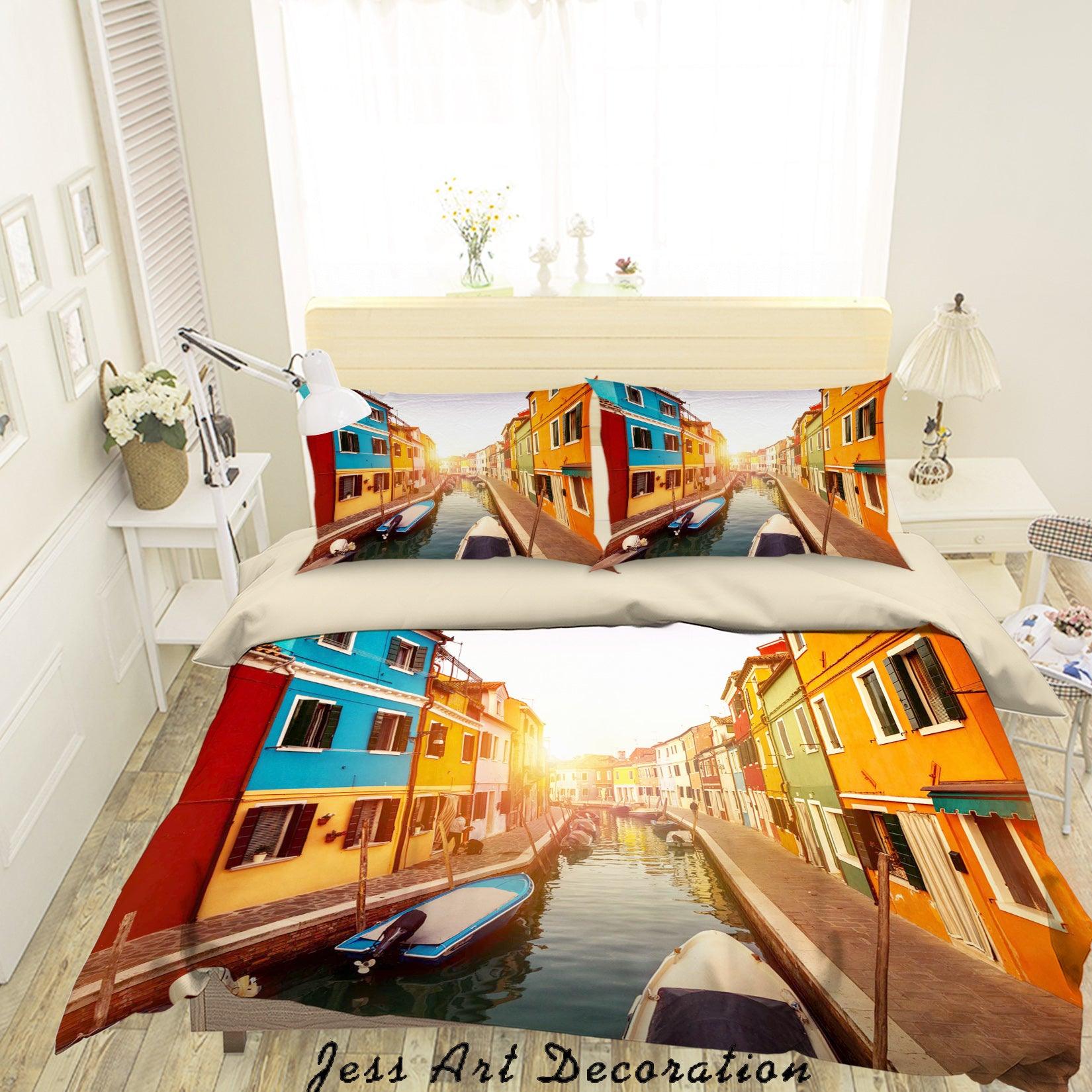 3D Water City Building Quilt Cover Set Bedding Set Duvet Cover Pillowcases SF35- Jess Art Decoration