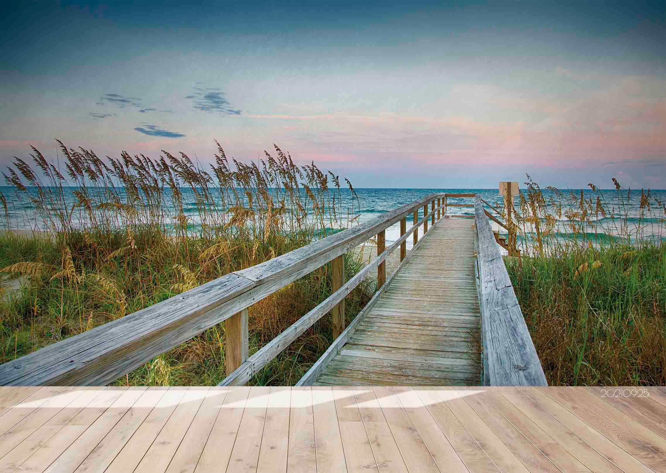 3D Beach Reed Grass Trestle Wall Mural Wallpaper LQH 194- Jess Art Decoration