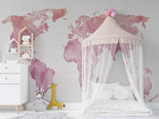 3D Pink World Map Wall Mural Wallpaper LQH 351- Jess Art Decoration