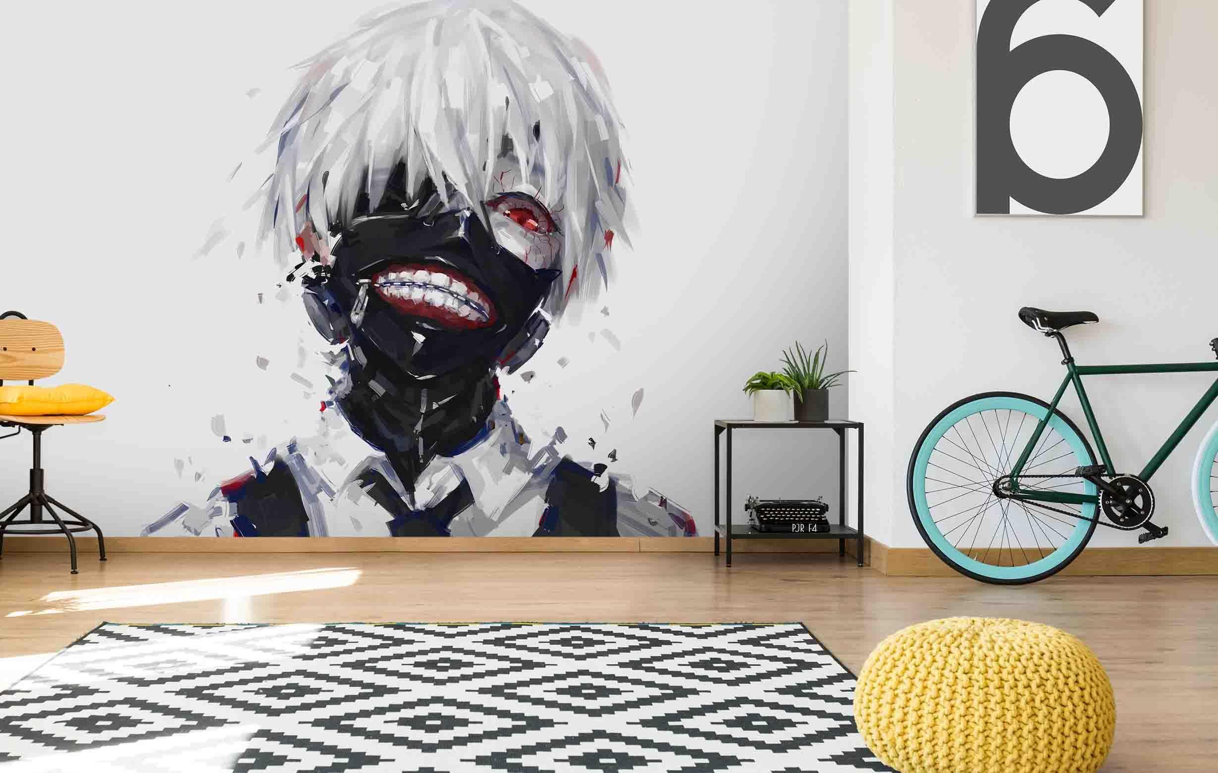 3D Masked Dark Anime Boy dark masked anime boy mural wall mural wallpaper for teen room