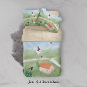 3D Girls Lawn House Painting Quilt Cover Set Bedding Set Duvet Cover Pillowcases A458 LQH- Jess Art Decoration