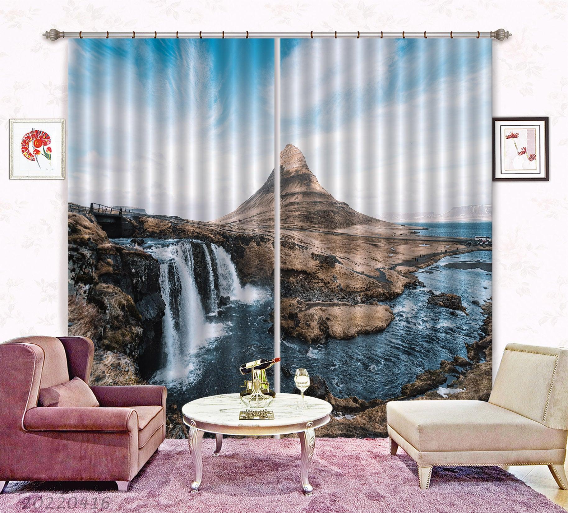 3D Landscape Mountain Forest Green Trees River Curtains and Drapes GD 4511- Jess Art Decoration