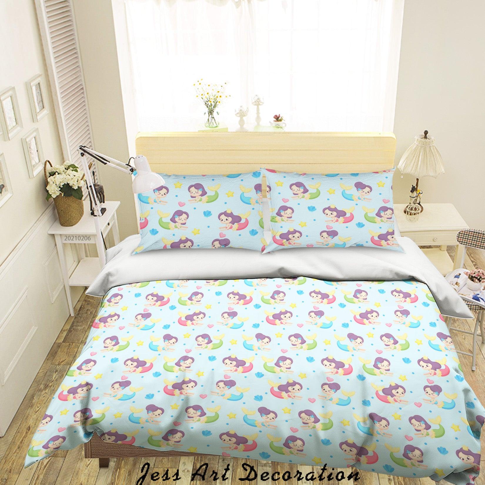 3D Watercolor Mermaid Pattern Quilt Cover Set Bedding Set Duvet Cover Pillowcases 178- Jess Art Decoration