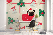 3D Christmas Dog Wall Mural Wallpaper 119- Jess Art Decoration