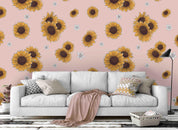 3D sunflower pink wall mural wallpaper 95- Jess Art Decoration