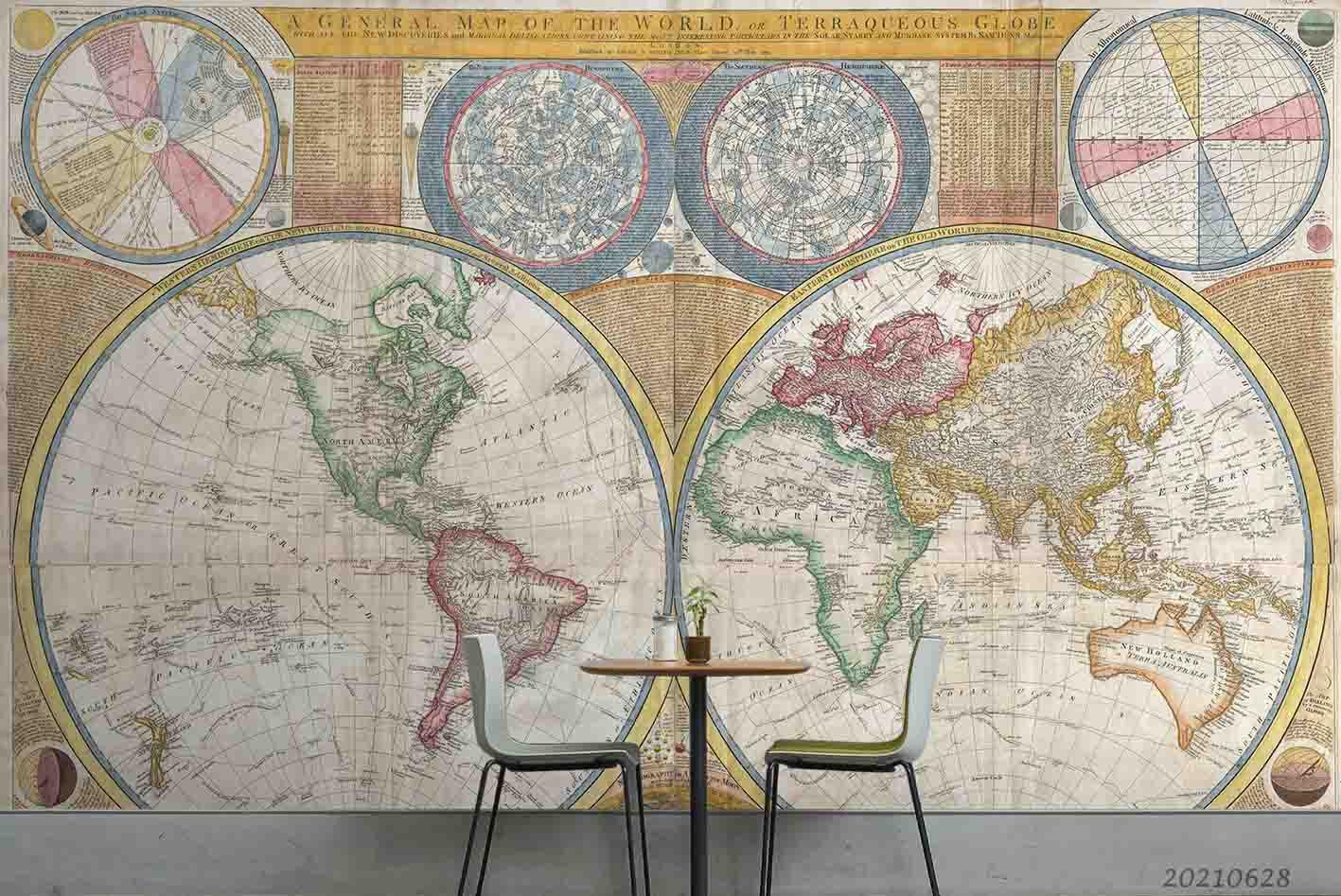 3D Retro World Map Wall Mural Wallpaper LQH 218- Jess Art Decoration