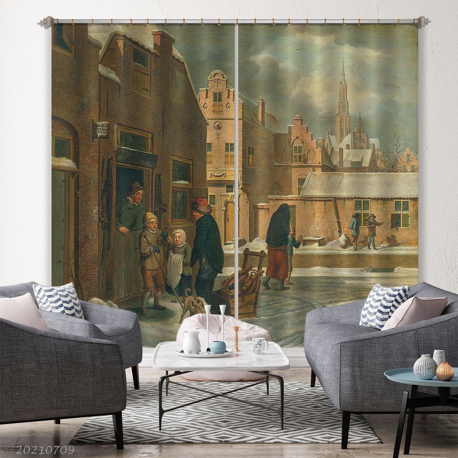 3D Landscape Oil Painting Curtains and Drapes LQH 80- Jess Art Decoration