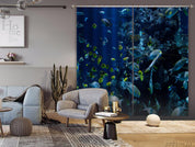 3D Blue Underwater World Fish Reef Curtains and Drapes GD 833- Jess Art Decoration