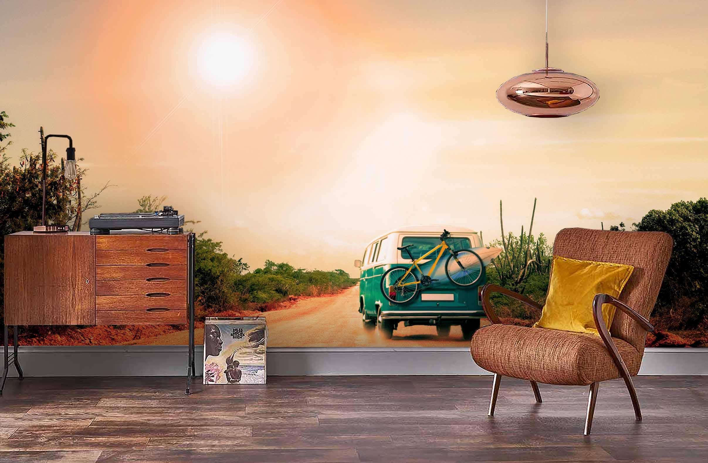 3D Bus Desert Wall Mural Wallpaper 135- Jess Art Decoration