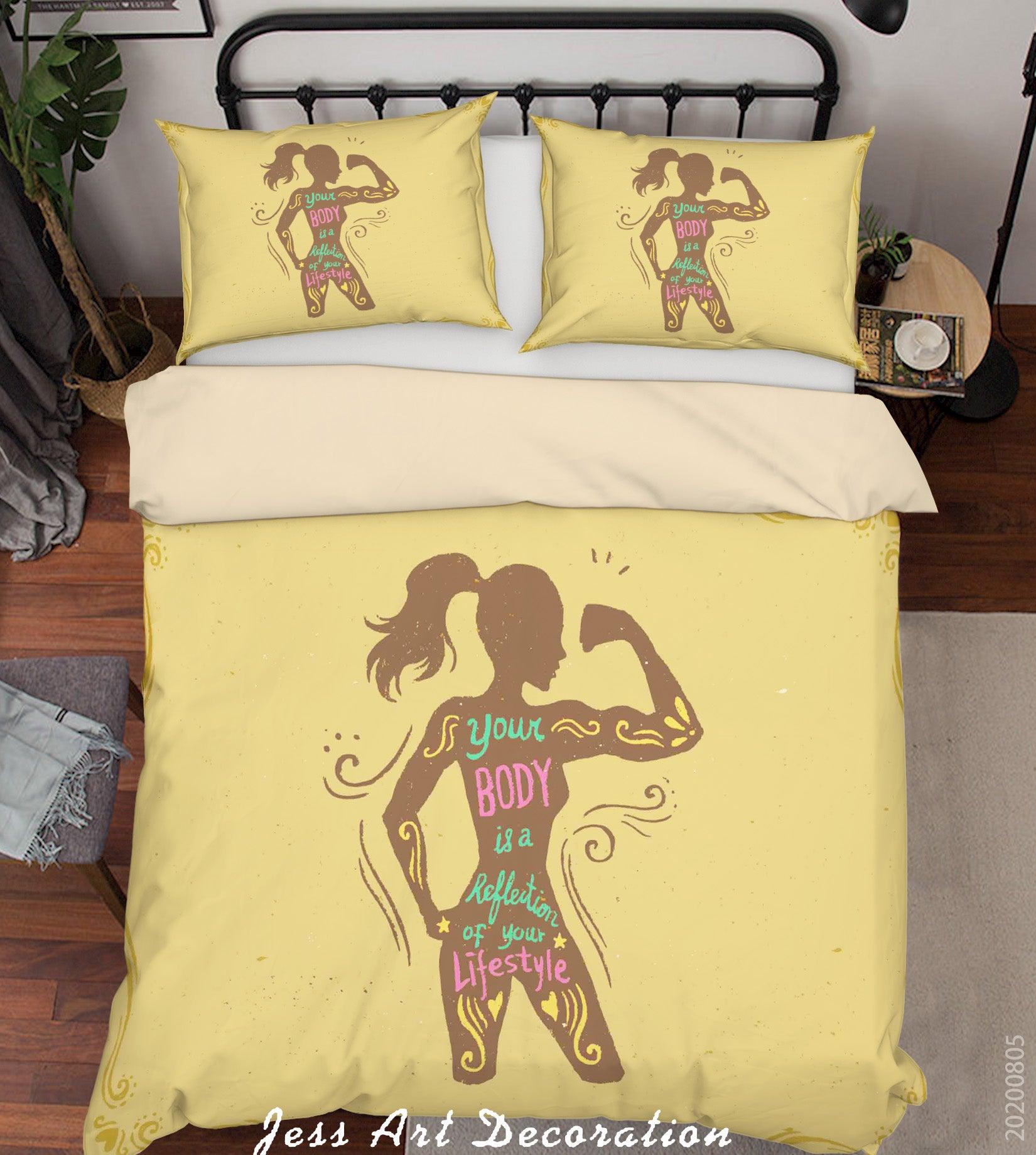 3D Girl's Lifestyle Body Fitness Quilt Cover Set Bedding Set Duvet Cover Pillowcases LXL 79- Jess Art Decoration