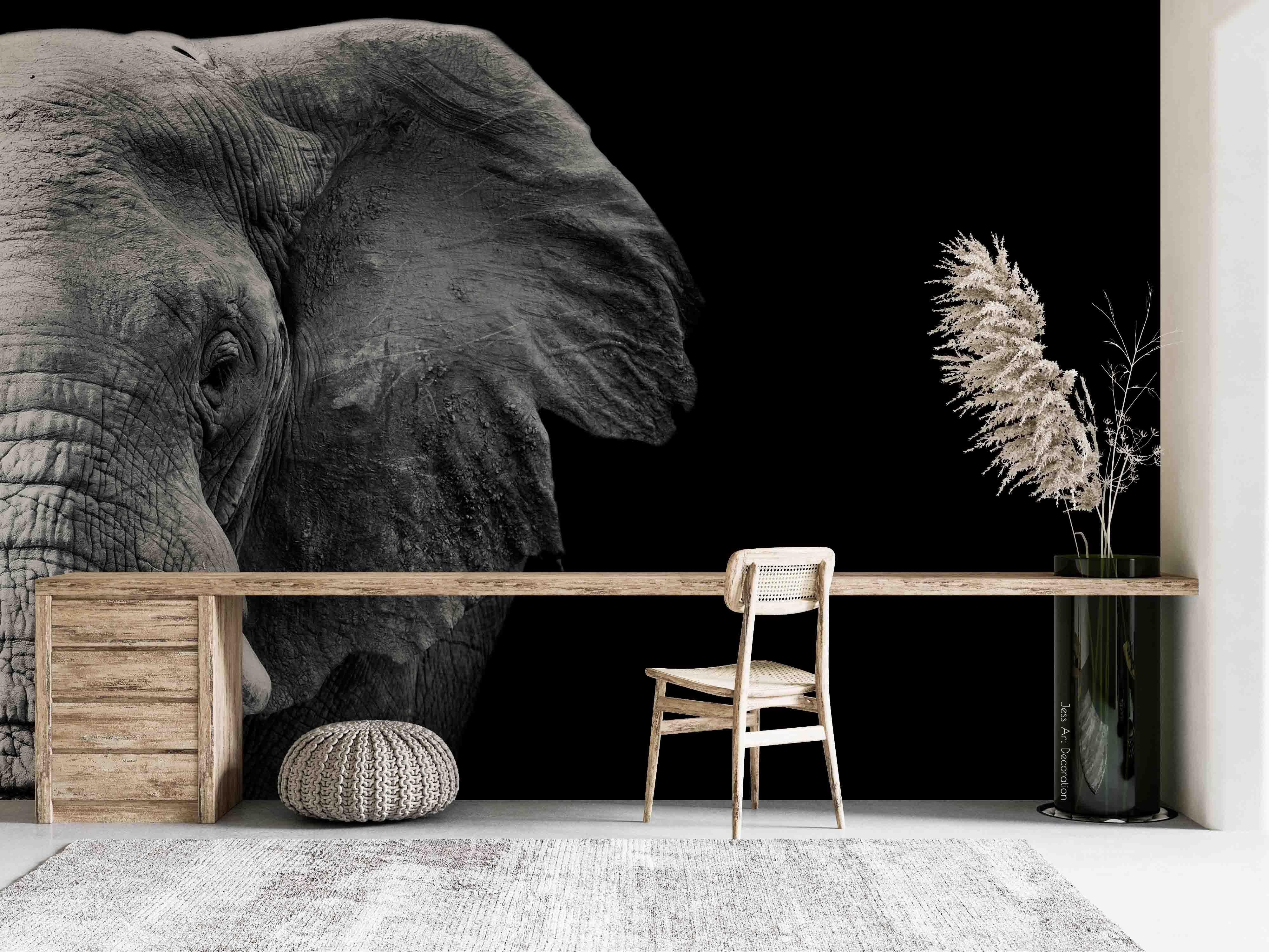 3D Black Elephant Wall Mural Wallpaper sww  43- Jess Art Decoration