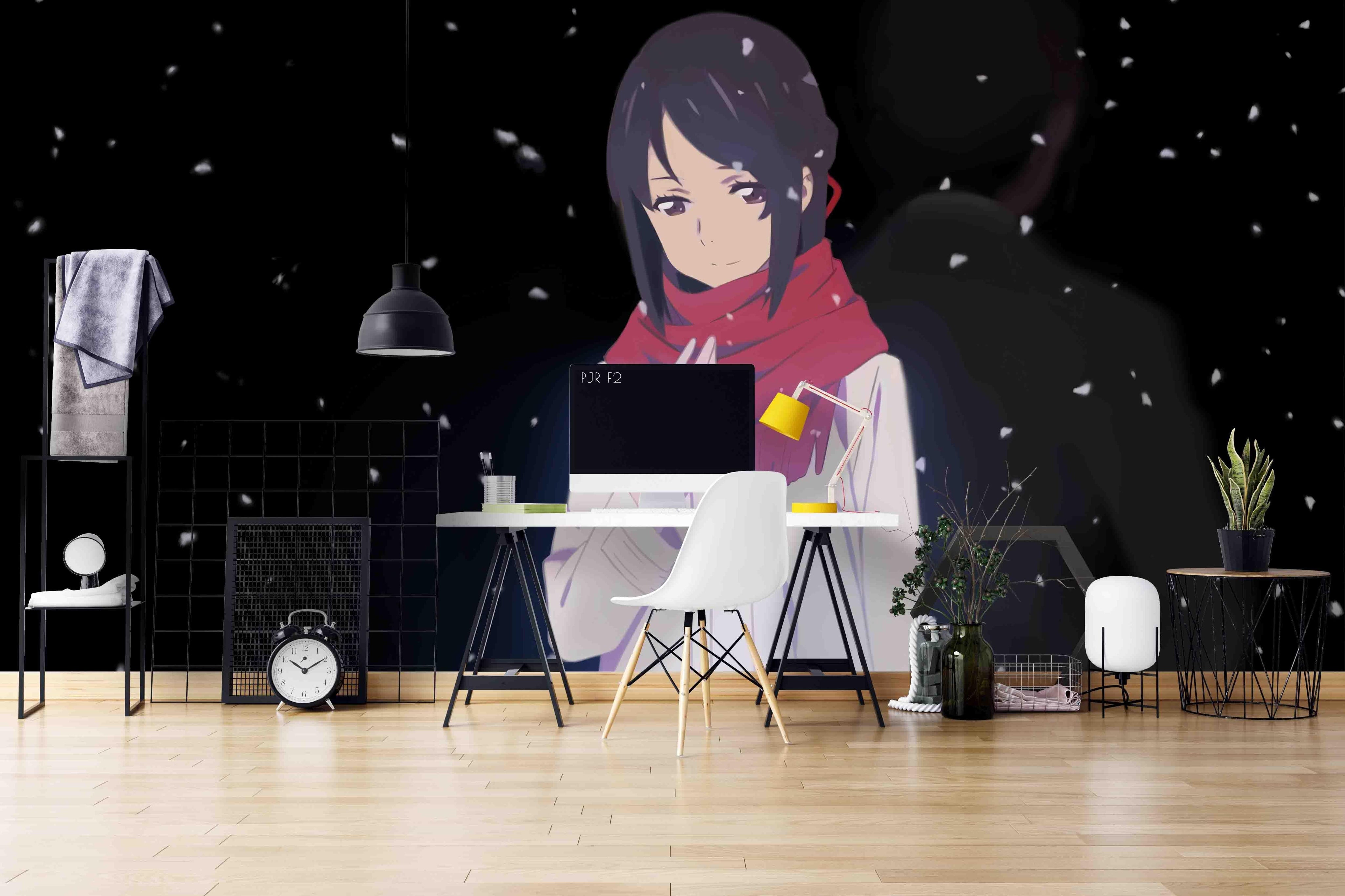 3D White Windbreaker Anime Girl dark anime girl silhouette mural wall mural wallpaper for bedroom