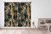 3D Watercolor Animal Giraffe Plant Leaf Curtains and Drapes LLL 487- Jess Art Decoration