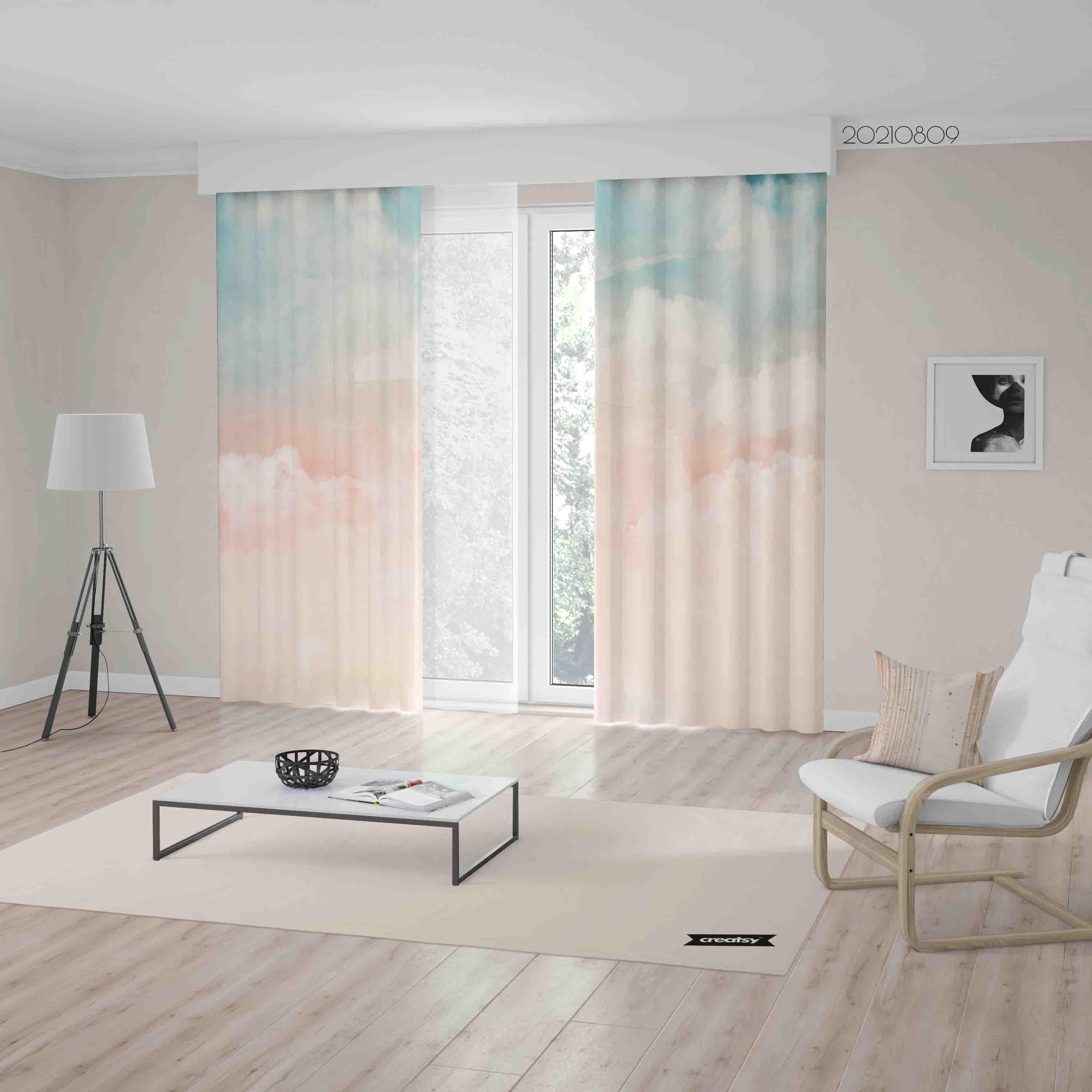 3D Watercolor Sky Cloud Curtains and Drapes LQH 39- Jess Art Decoration