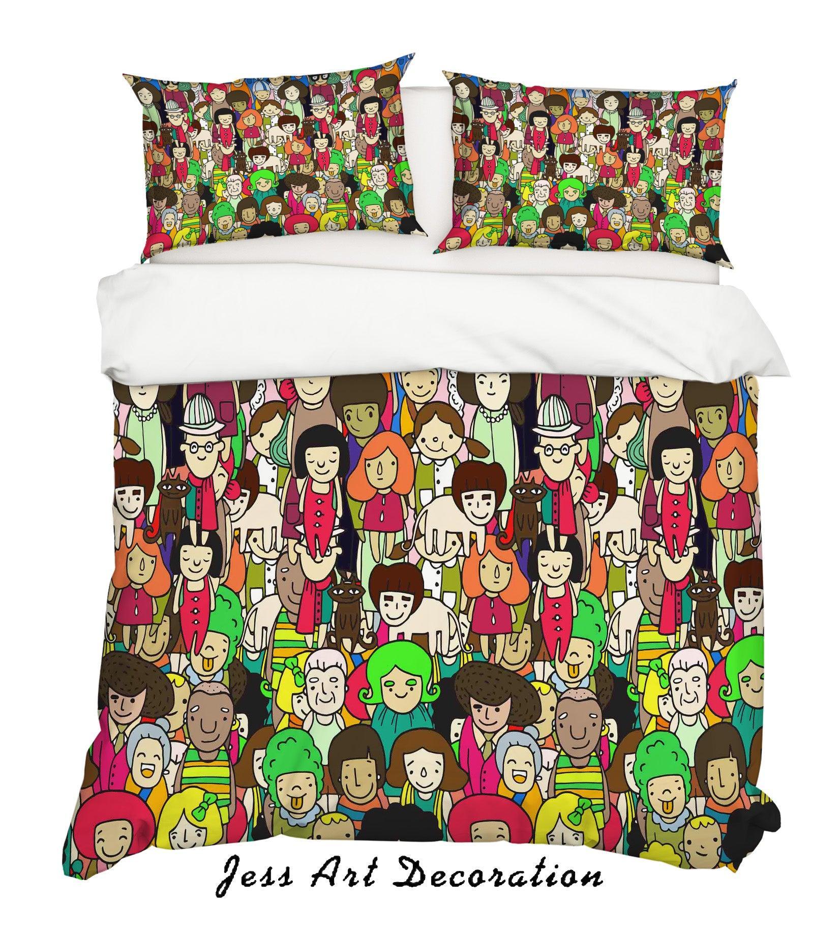 3D Graffiti Colorful Figure Quilt Cover Set Bedding Set Duvet Cover Pillowcases LXL- Jess Art Decoration