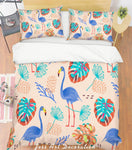 3D Cartoon Flamingo Palm Tree Quilt Cover Set Bedding Set Pillowcases  19- Jess Art Decoration