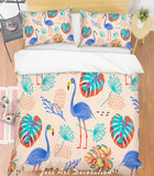 3D Cartoon Flamingo Palm Tree Quilt Cover Set Bedding Set Pillowcases  19- Jess Art Decoration