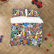 3D Abstract Monster Graffiti Quilt Cover Set Bedding Set Duvet Cover Pillowcases 63- Jess Art Decoration