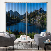3D Mountain Forest Lake Nature Landscape Curtains and Drapes LQH 77- Jess Art Decoration