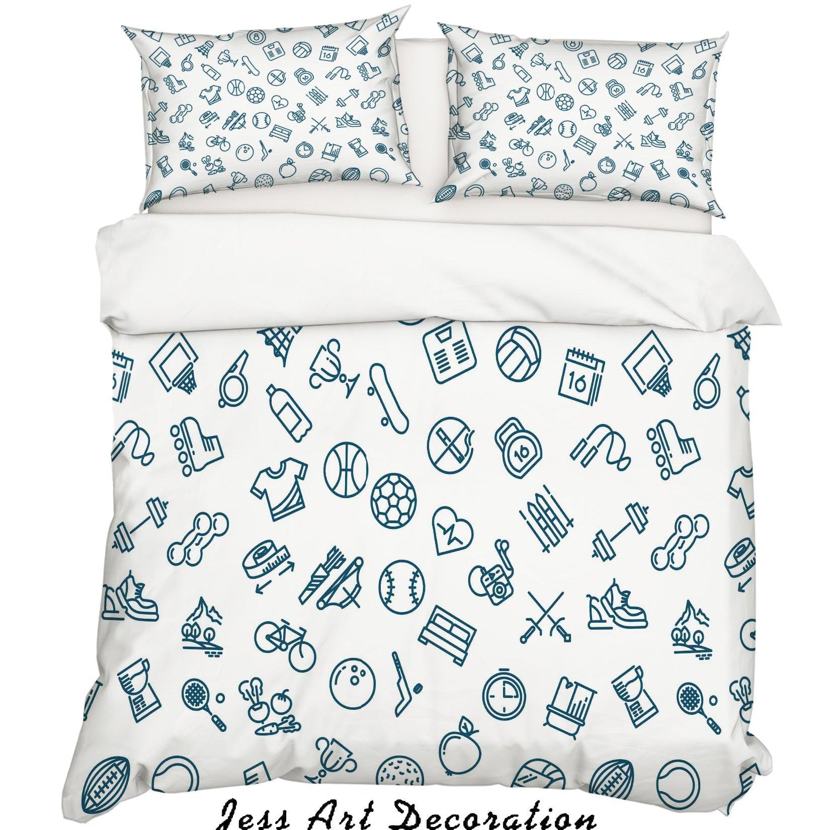3D White Sports Ball Skateboard Quilt Cover Set Bedding Set Pillowcases 56- Jess Art Decoration