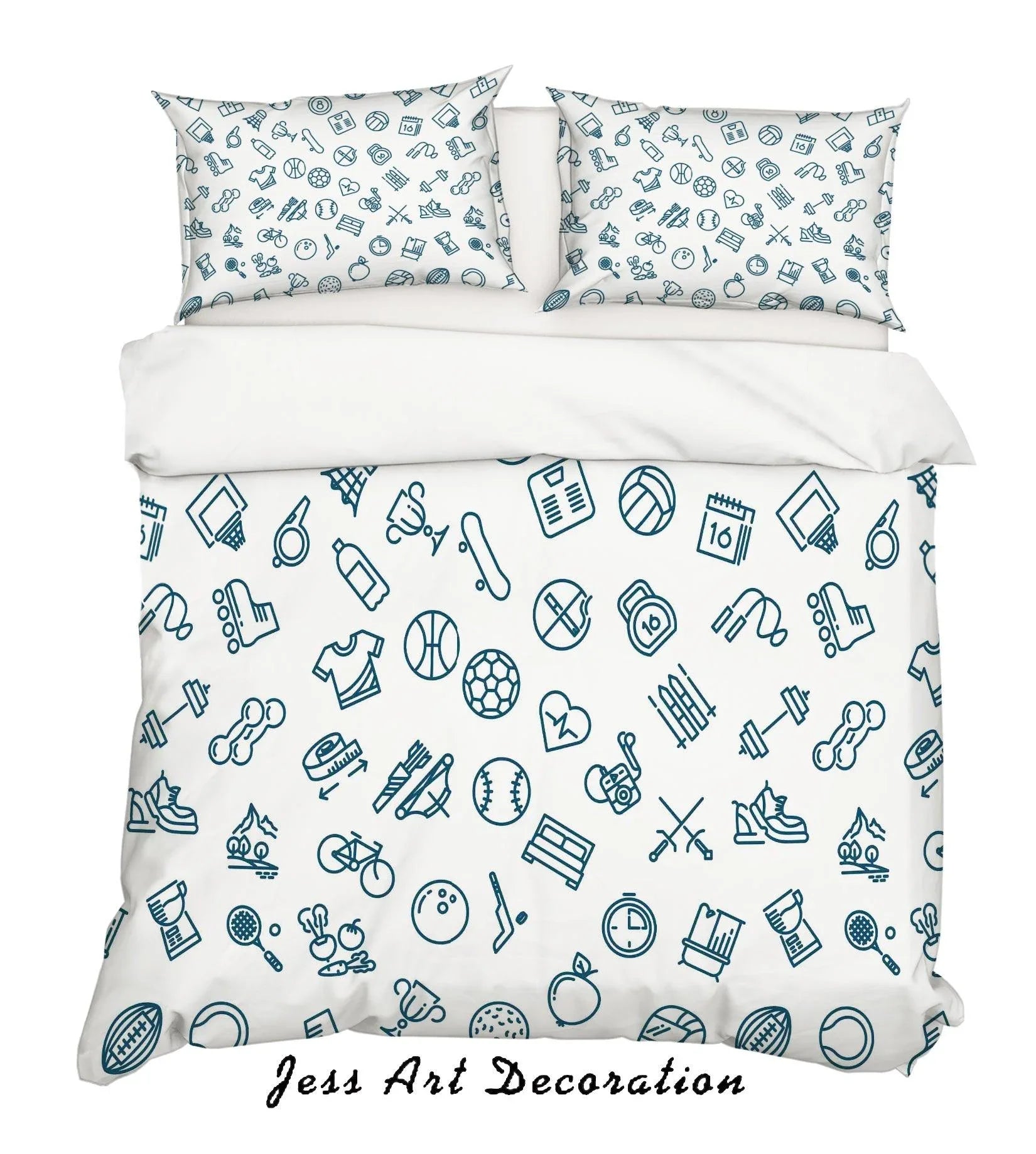 3D White Sports Ball Skateboard Quilt Cover Set Bedding Set Pillowcases 56- Jess Art Decoration