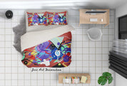 3D Graffiti Musical Quilt Cover Set Bedding Set Duvet Cover Pillowcases LXL- Jess Art Decoration