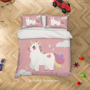 3D Cartoon Unicorn Quilt Cover Set Bedding Set Duvet Cover Pillowcases SF41- Jess Art Decoration