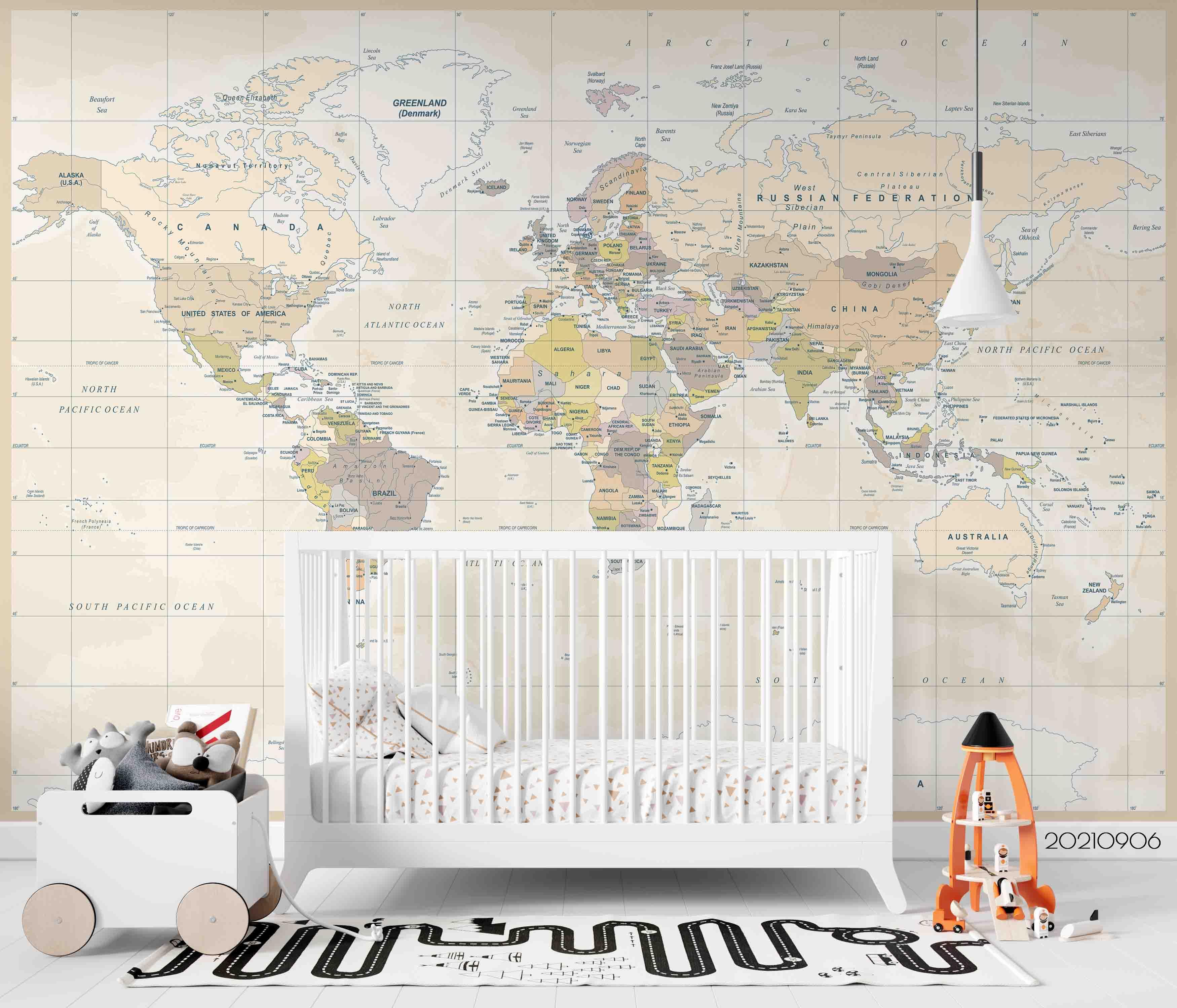 3D World Map Wall Mural Wallpaper LQH 551- Jess Art Decoration