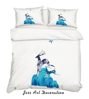 3D White Mountains Elk Quilt Cover Set Bedding Set Pillowcases 102- Jess Art Decoration