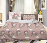 3D Cartoon Animal Pink Quilt Cover Set Bedding Set Pillowcases 94- Jess Art Decoration