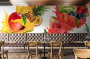 3D Tropical Fruits Burst Mixed Juice Yellow Red Wall Mural Wallpaper SWW40- Jess Art Decoration