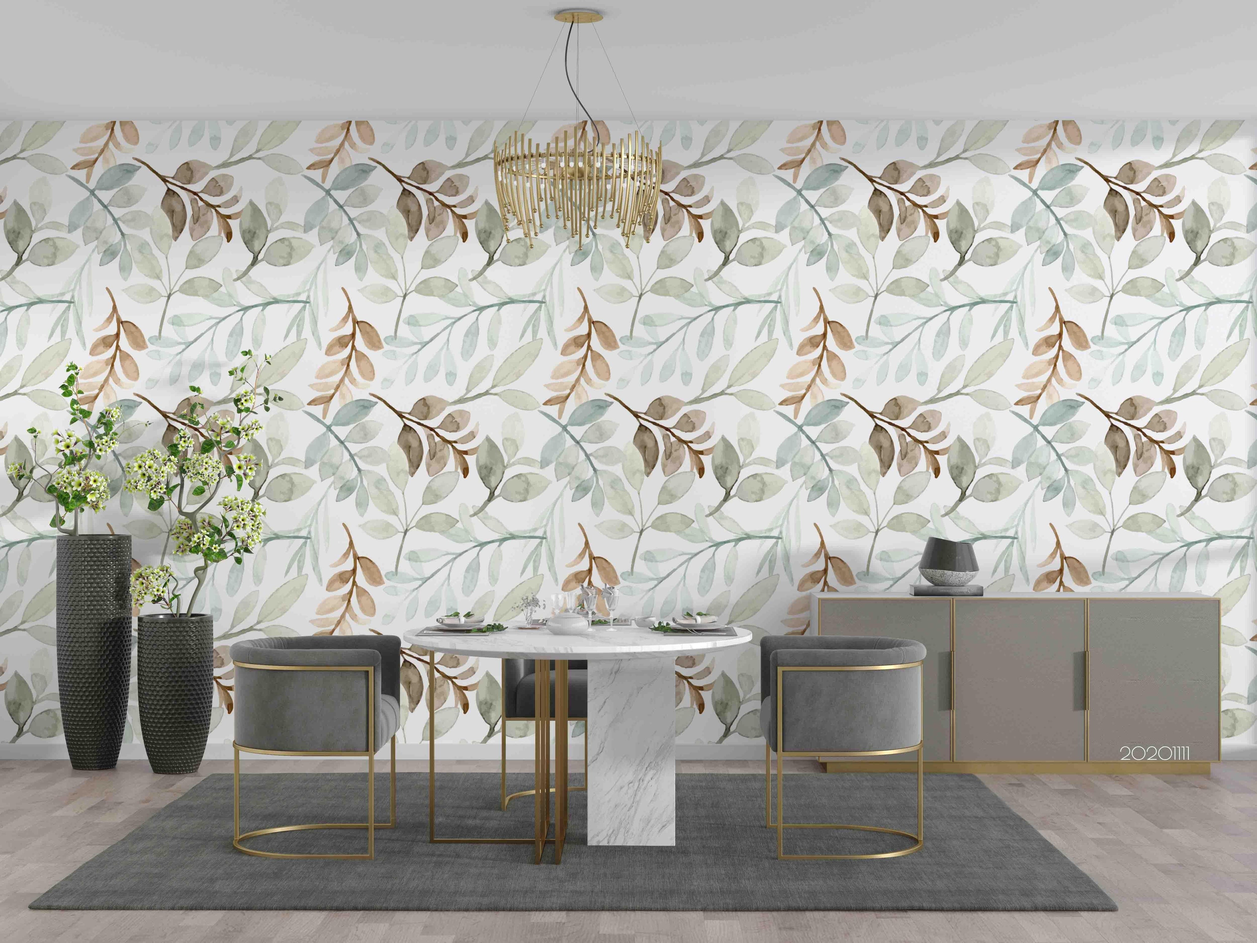 3D Hand Drawn Leaves Plant Pattern Wall Mural Wallpaper LXL- Jess Art Decoration
