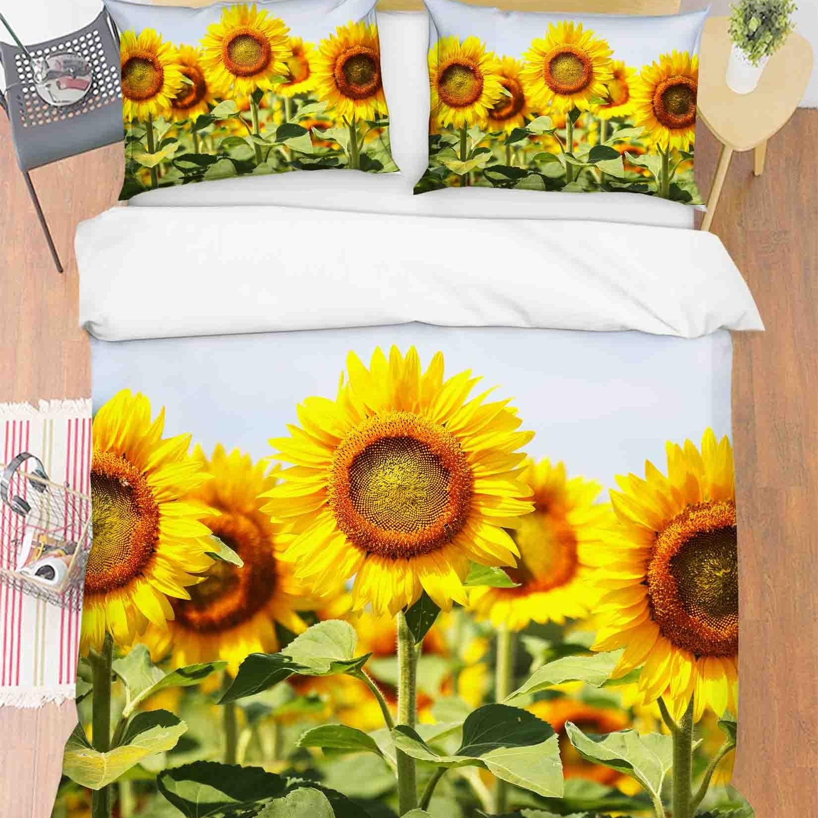 3D Sun Flower Yellow Floral Quilt Cover Set Bedding Set Duvet Cover Pillowcases LXL- Jess Art Decoration