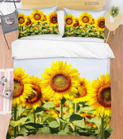3D Sun Flower Yellow Floral Quilt Cover Set Bedding Set Duvet Cover Pillowcases LXL- Jess Art Decoration